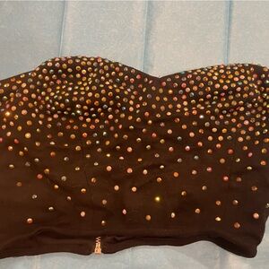 Pins & Needles Black Bandeau  Top with Multicolor Studs